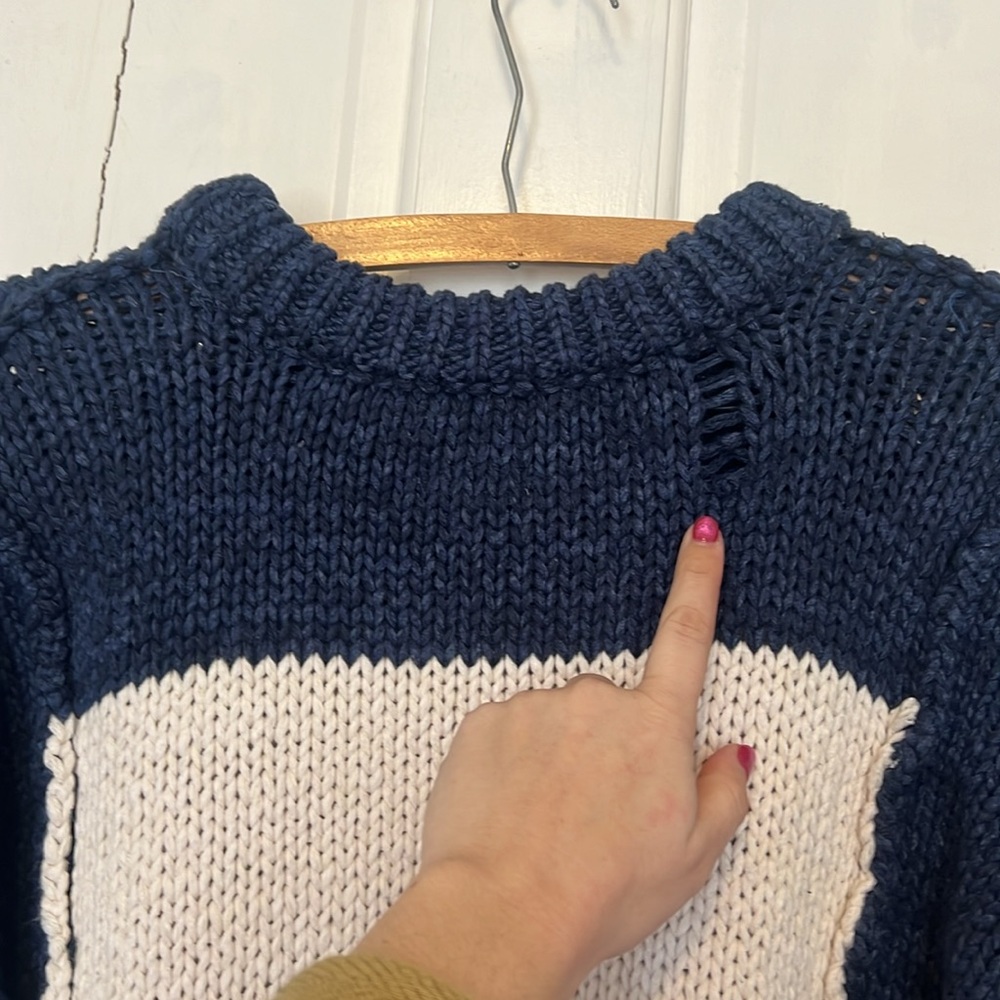Anthropologie Pilcro Chunky Crew-Neck Sweater medium Blue Motif - Picture 7 of 8